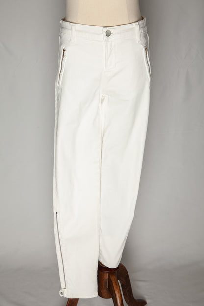 Good J Brand White Cotton Women's Pants Size S with Zippers