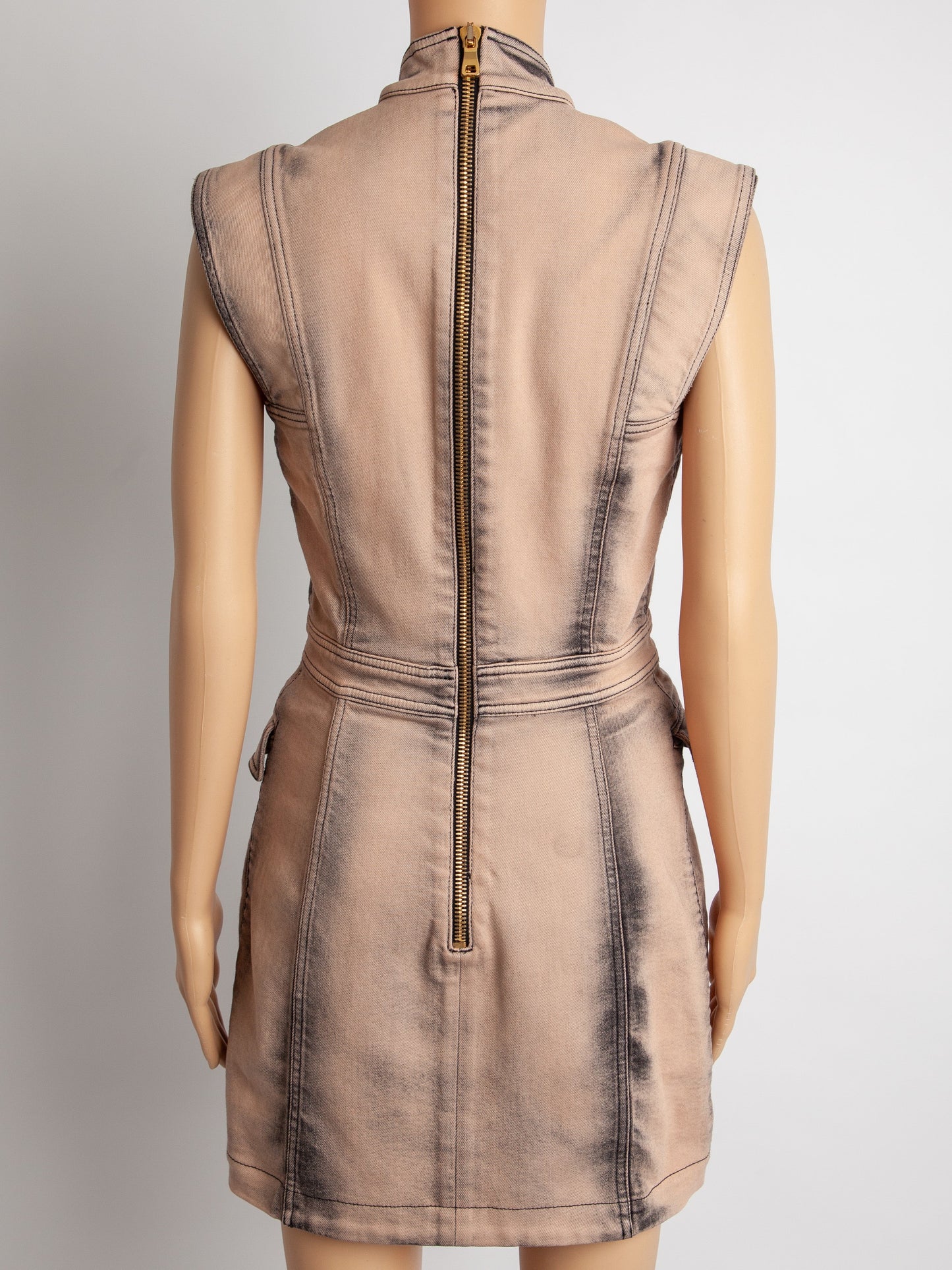 balmain pink cotton dress xs excellent condition with gold buttons