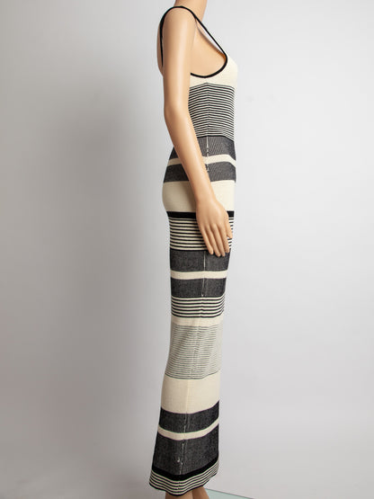 Excellent Alice+Olivia Striped Cotton Dress Size S Black White