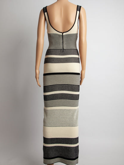 Excellent Alice+Olivia Striped Cotton Dress Size S Black White