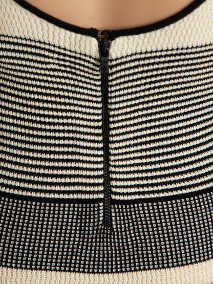 Excellent Alice+Olivia Striped Cotton Dress Size S Black White