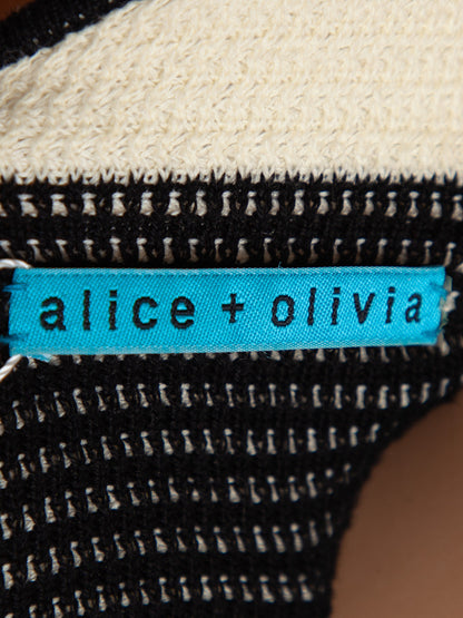 Excellent Alice+Olivia Striped Cotton Dress Size S Black White