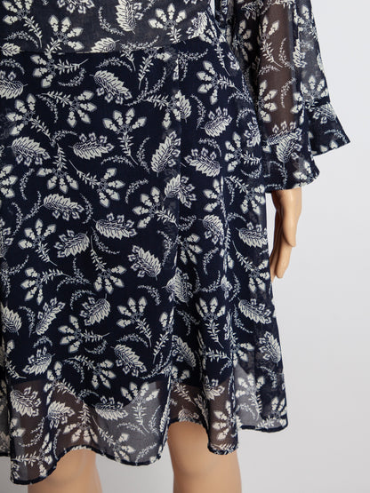 Good Marella Floral Dress Black Cotton Size M with Tied Waist