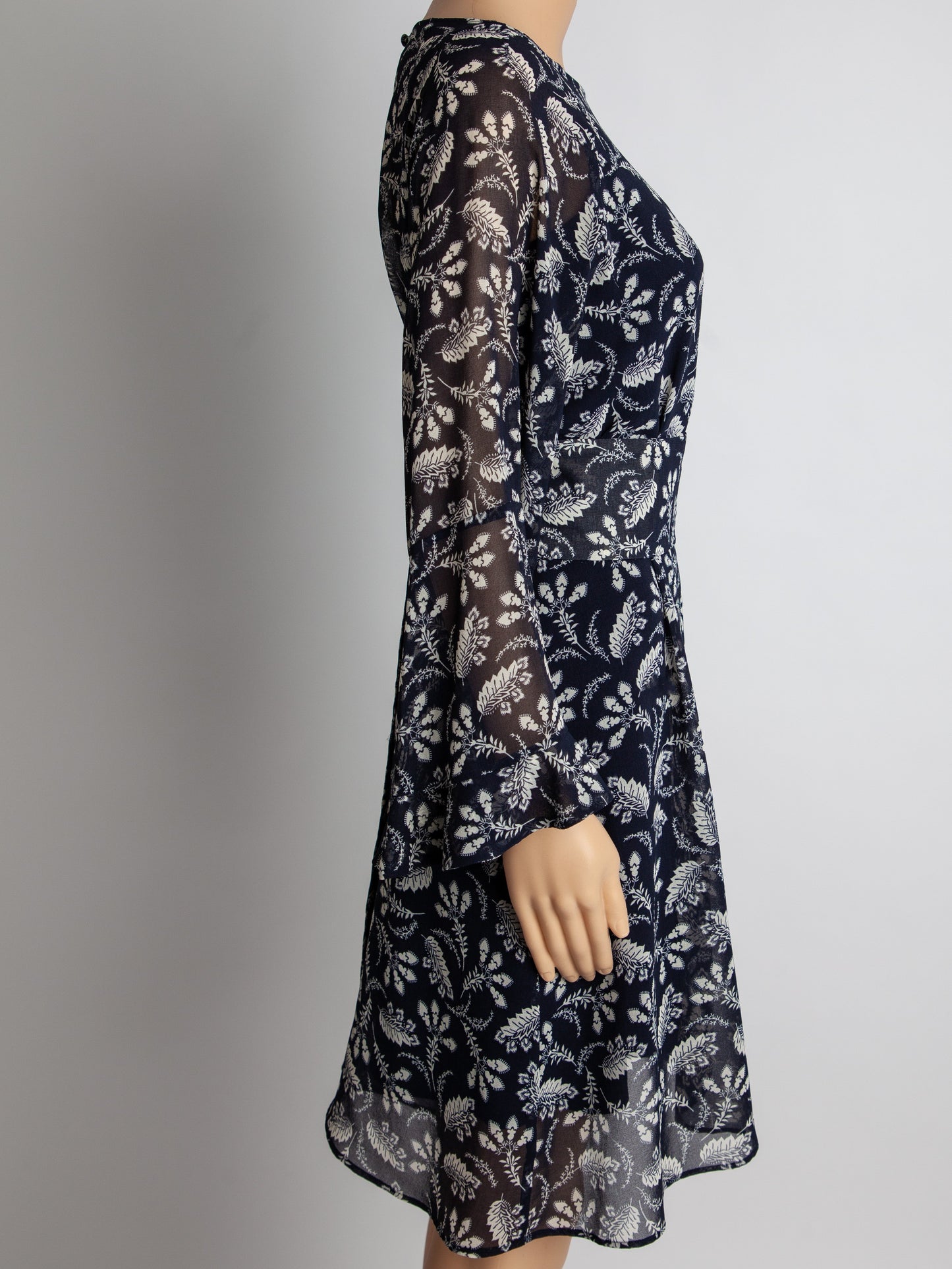 good marella floral dress black cotton size m with tied waist