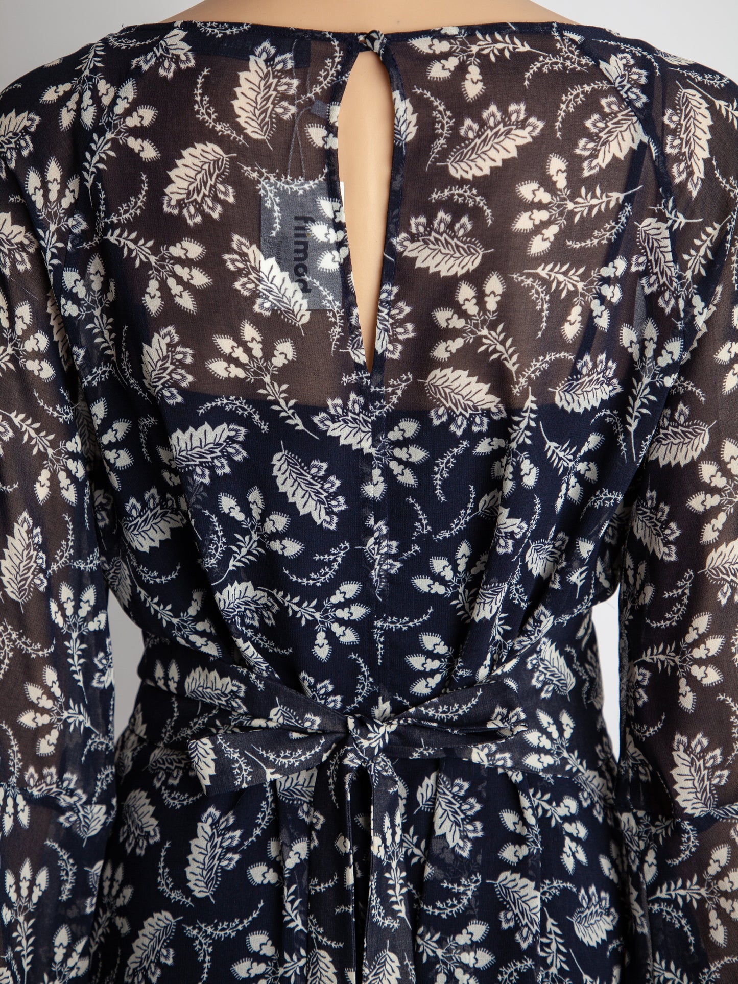 good marella floral dress black cotton size m with tied waist