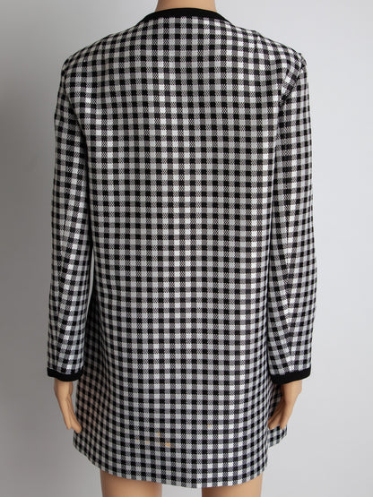 Excellent Max Mara Checkered Dress Black White Size S Polyester