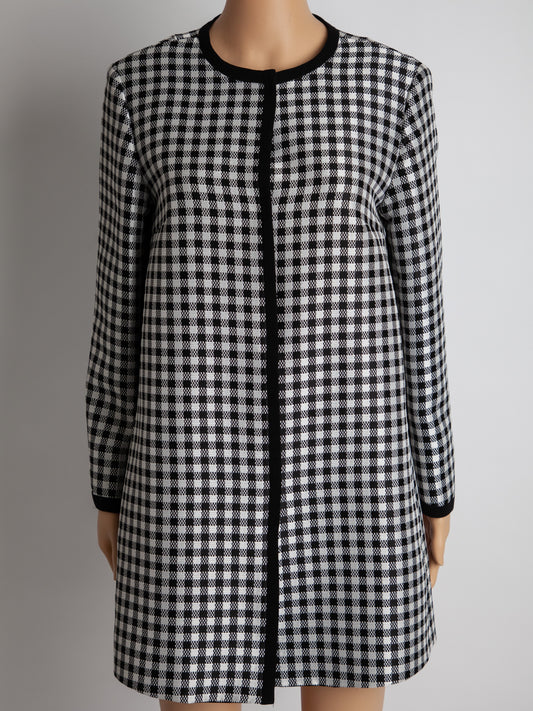 Excellent Max Mara Checkered Dress Black White Size S Polyester