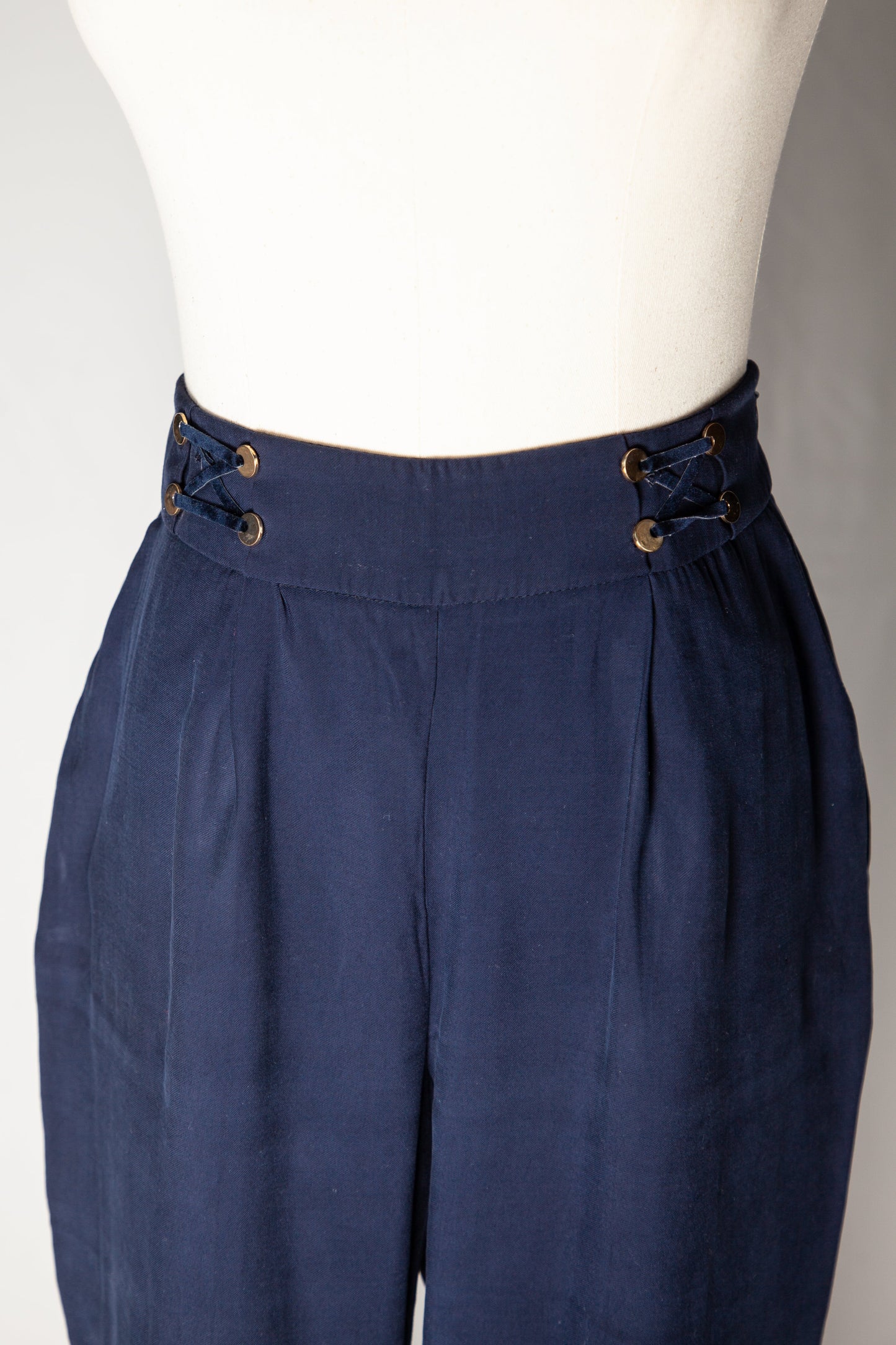 good network blue high-waisted trousers size s polyester
