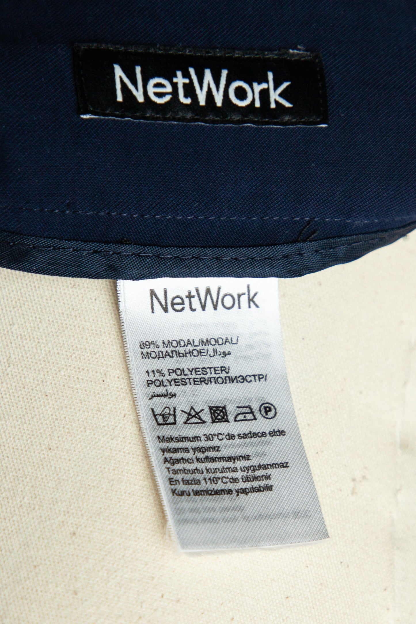 good network blue high-waisted trousers size s polyester
