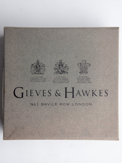 NEW Gieves and Hawkes Black Braided Leather Belt with Silver Buckle