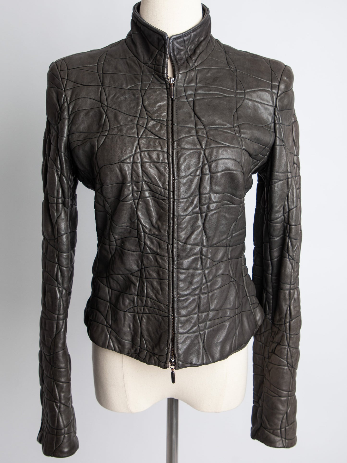 good armani exchange green quilted leather jacket size xxs