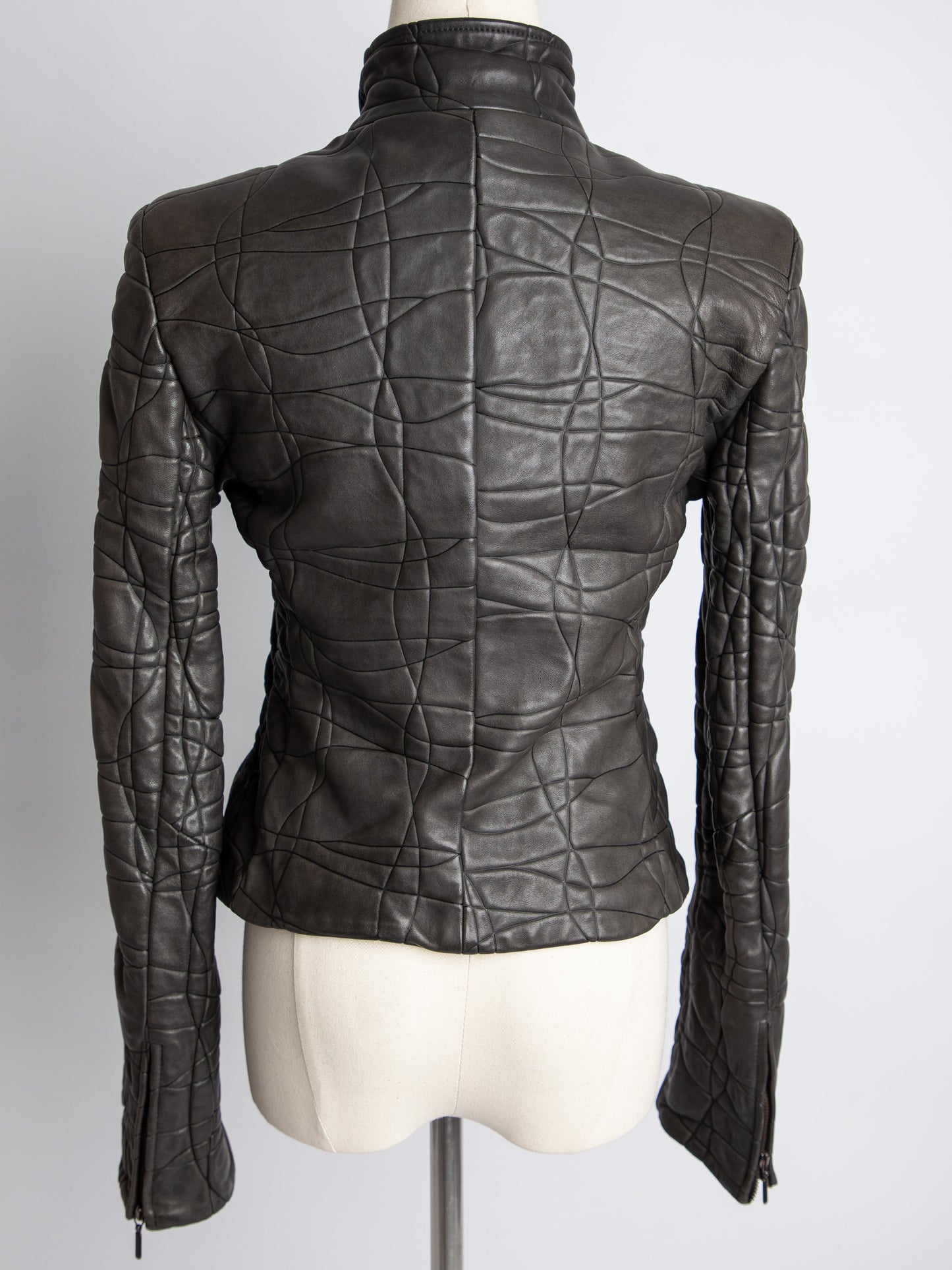 good armani exchange green quilted leather jacket size xxs