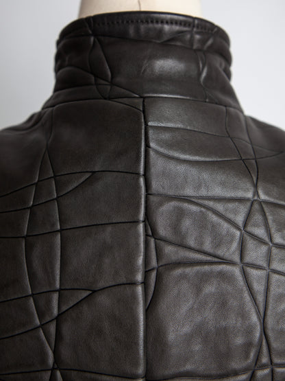 Good Armani Exchange Green Quilted Leather Jacket Size XXS
