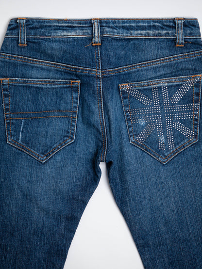 Good Richmond Blue Flared Leg Denim Jeans XXS Distressed Details