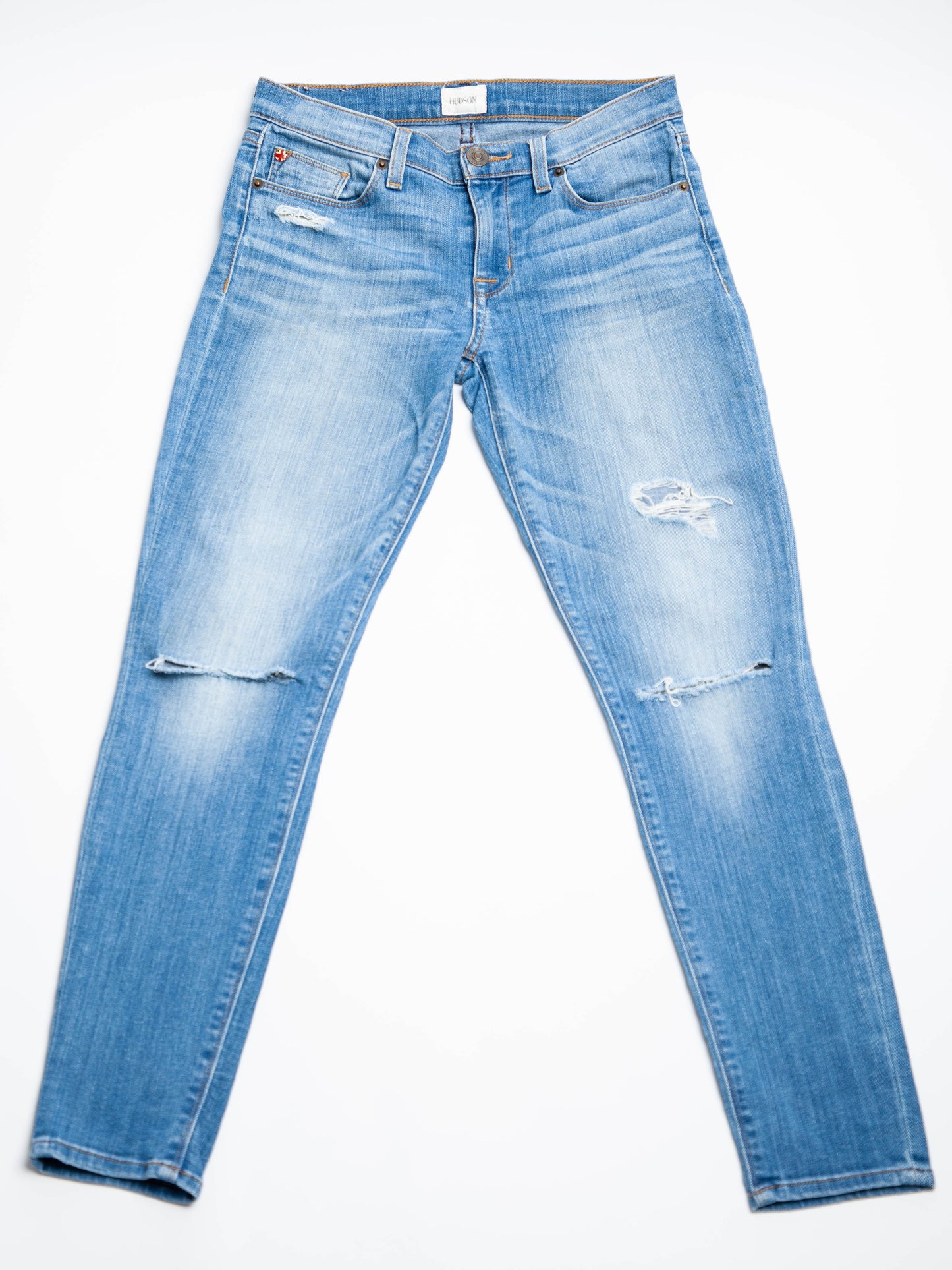 good hudson jeans blue distressed ripped knee xxs women