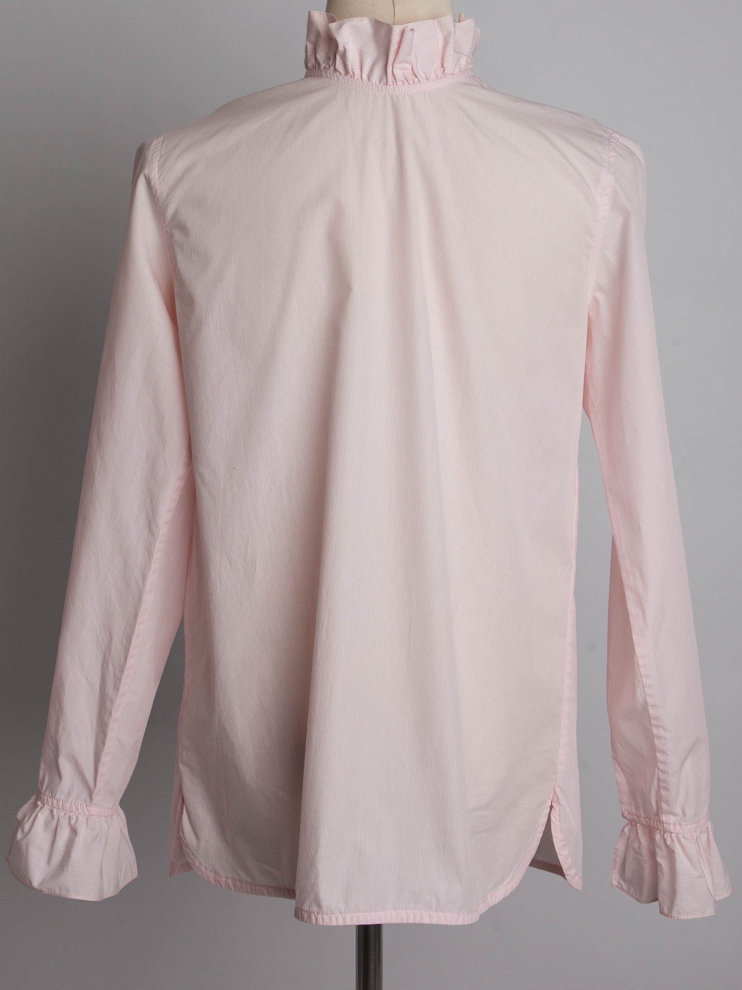 good sandro pink cotton blouse long sleeve xxs ruffled collar