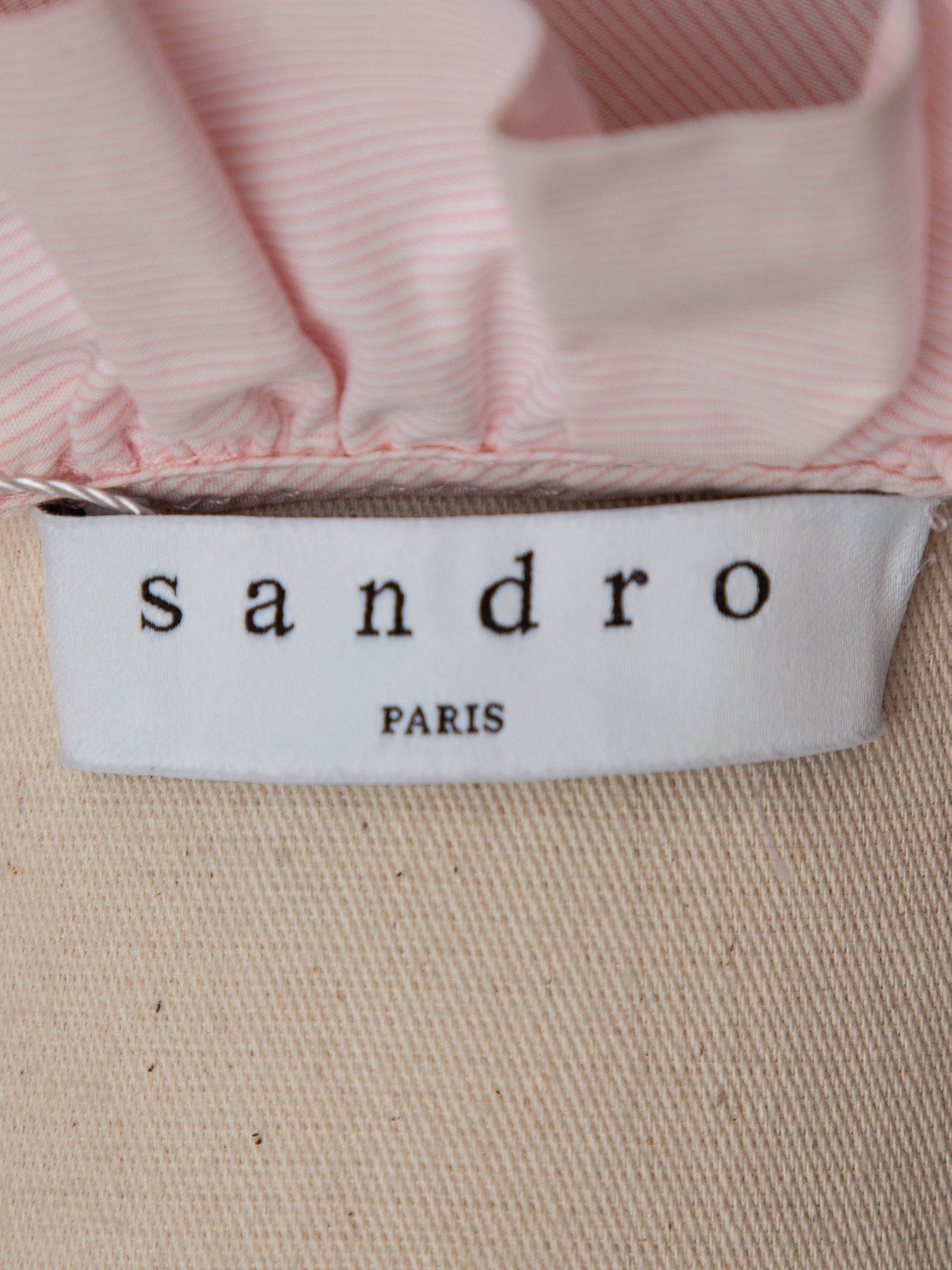 good sandro pink cotton blouse long sleeve xxs ruffled collar