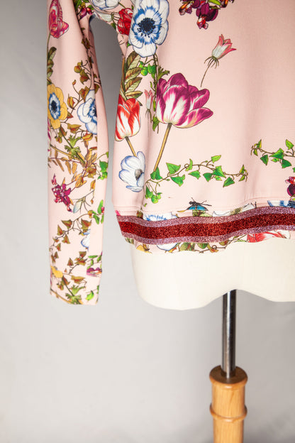 Intrend Pink Floral Sweater Size S Polyester Good Condition