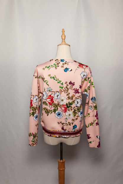 Intrend Pink Floral Sweater Size S Polyester Good Condition
