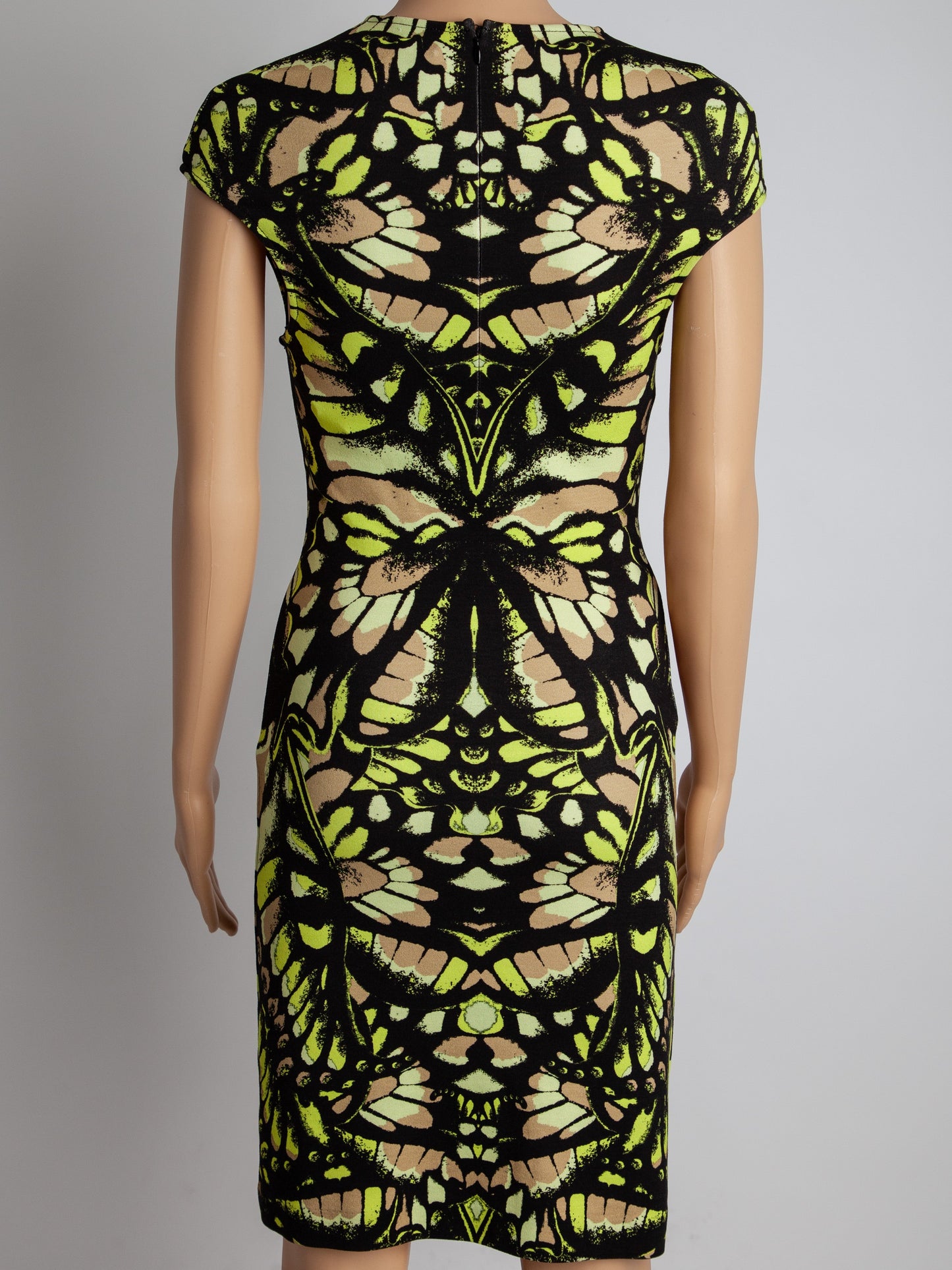 new alexander mcqueen dress green black beige viscose size n/a