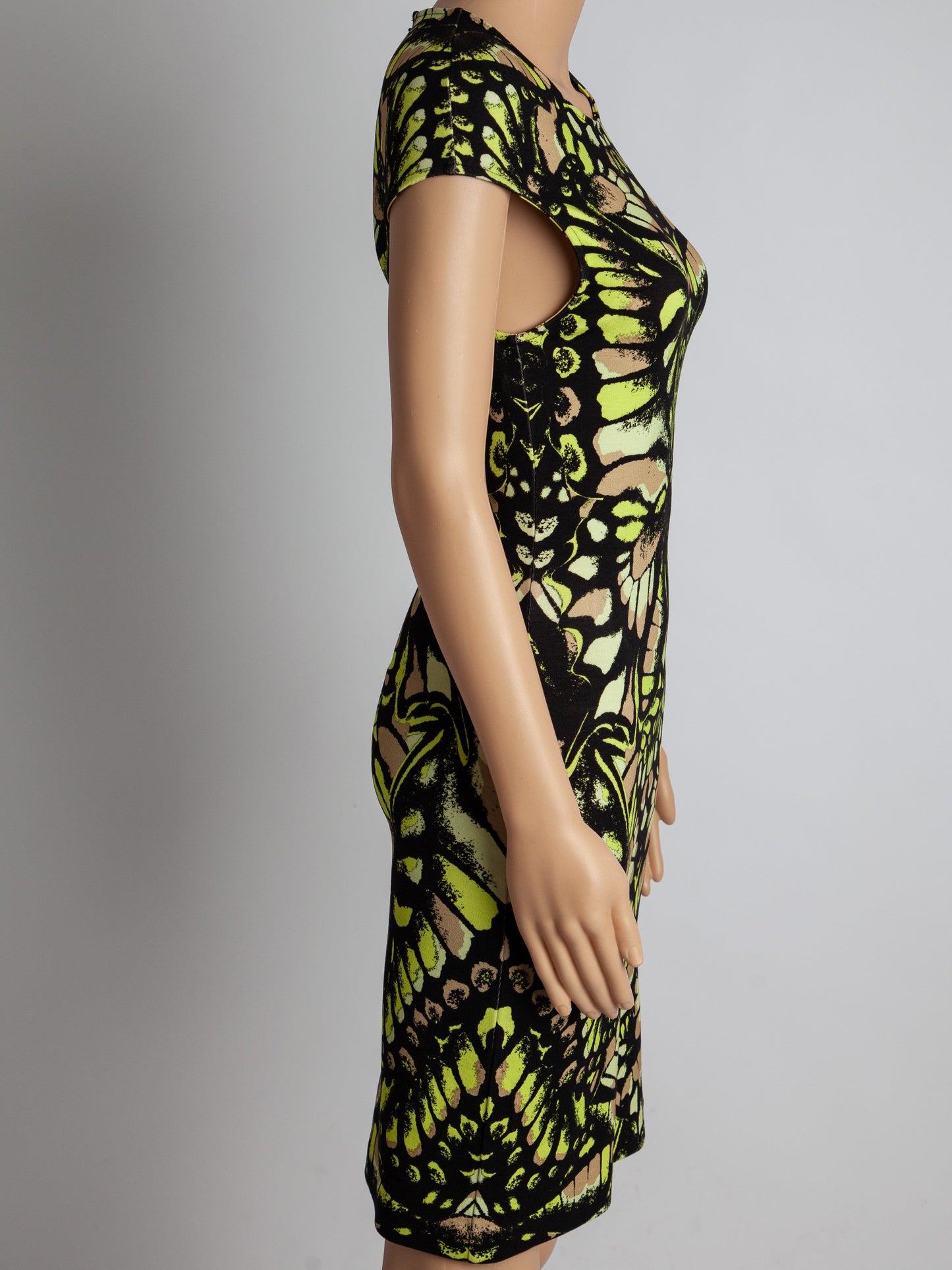 new alexander mcqueen dress green black beige viscose size n/a
