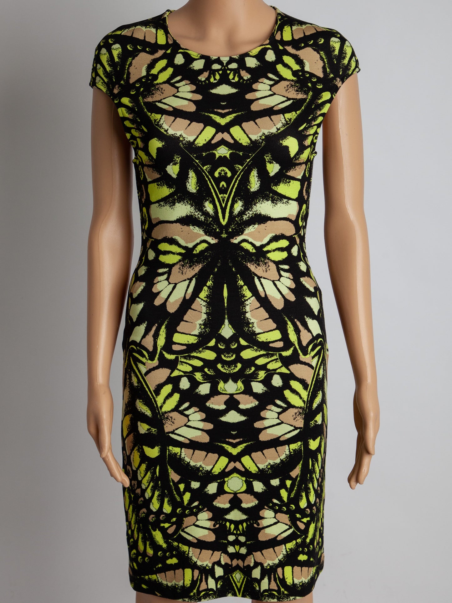 new alexander mcqueen dress green black beige viscose size n/a