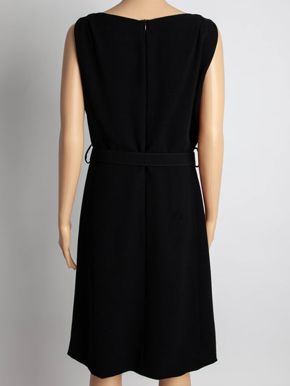 Good Moschino Black Sleeveless Dress XL V-Neckline with Belt