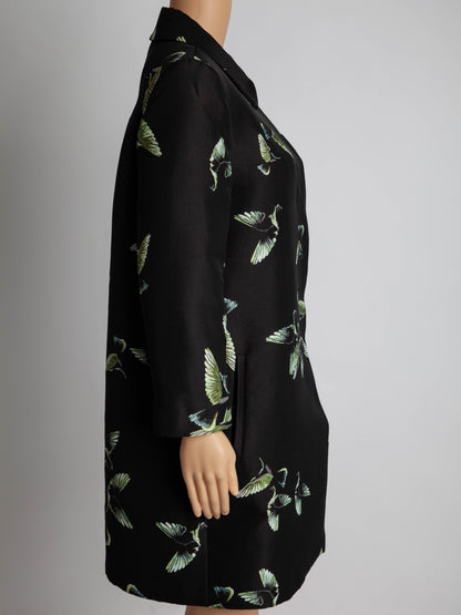 Excellent Max Mara Black Coat with Bird Pattern Size L