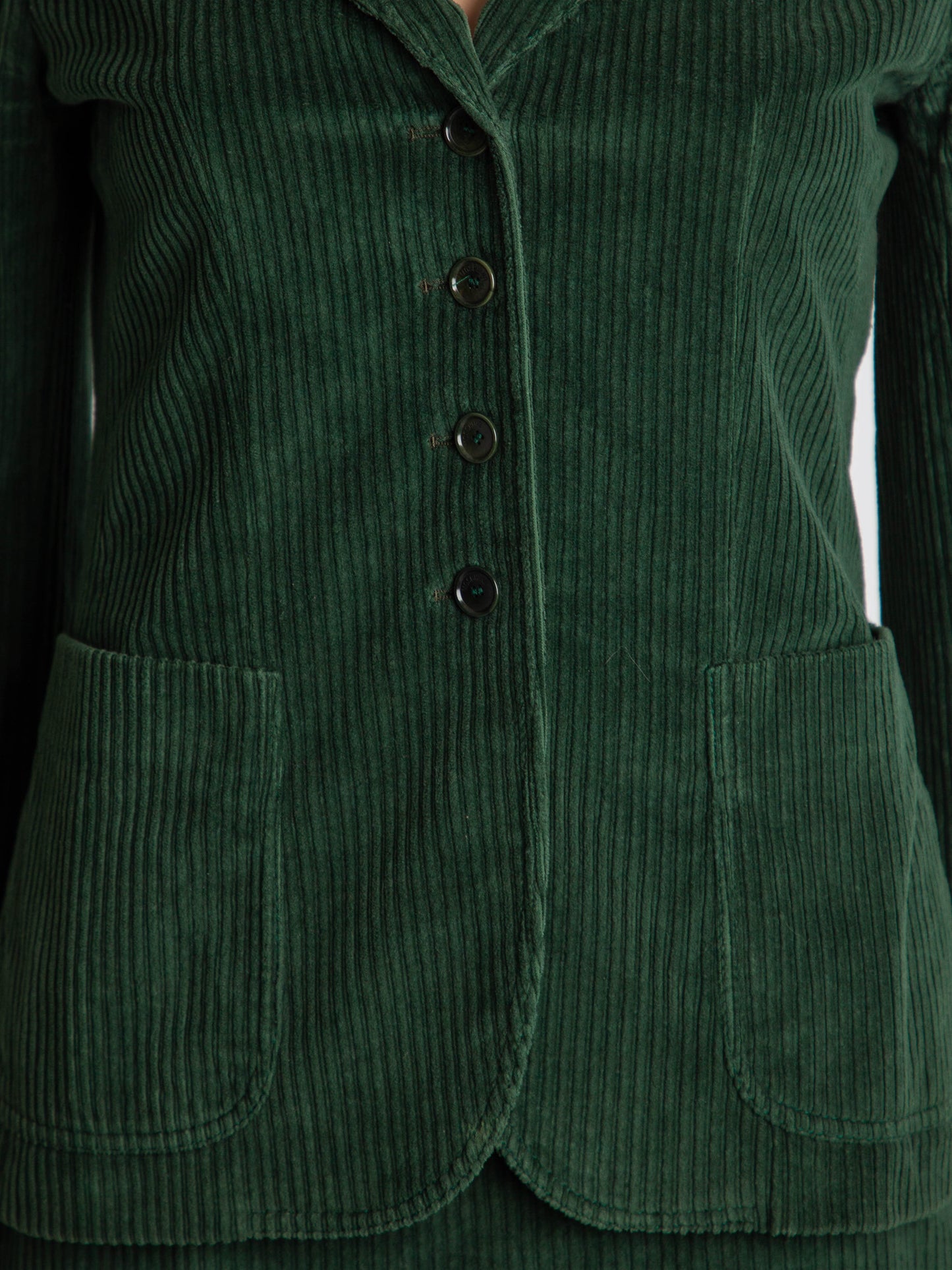 good moschino green cotton corduroy blazer skirt suit size m