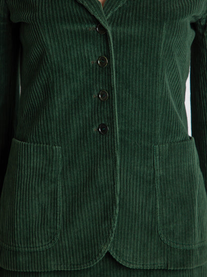 Good Moschino Green Cotton Corduroy Blazer Skirt Suit Size M