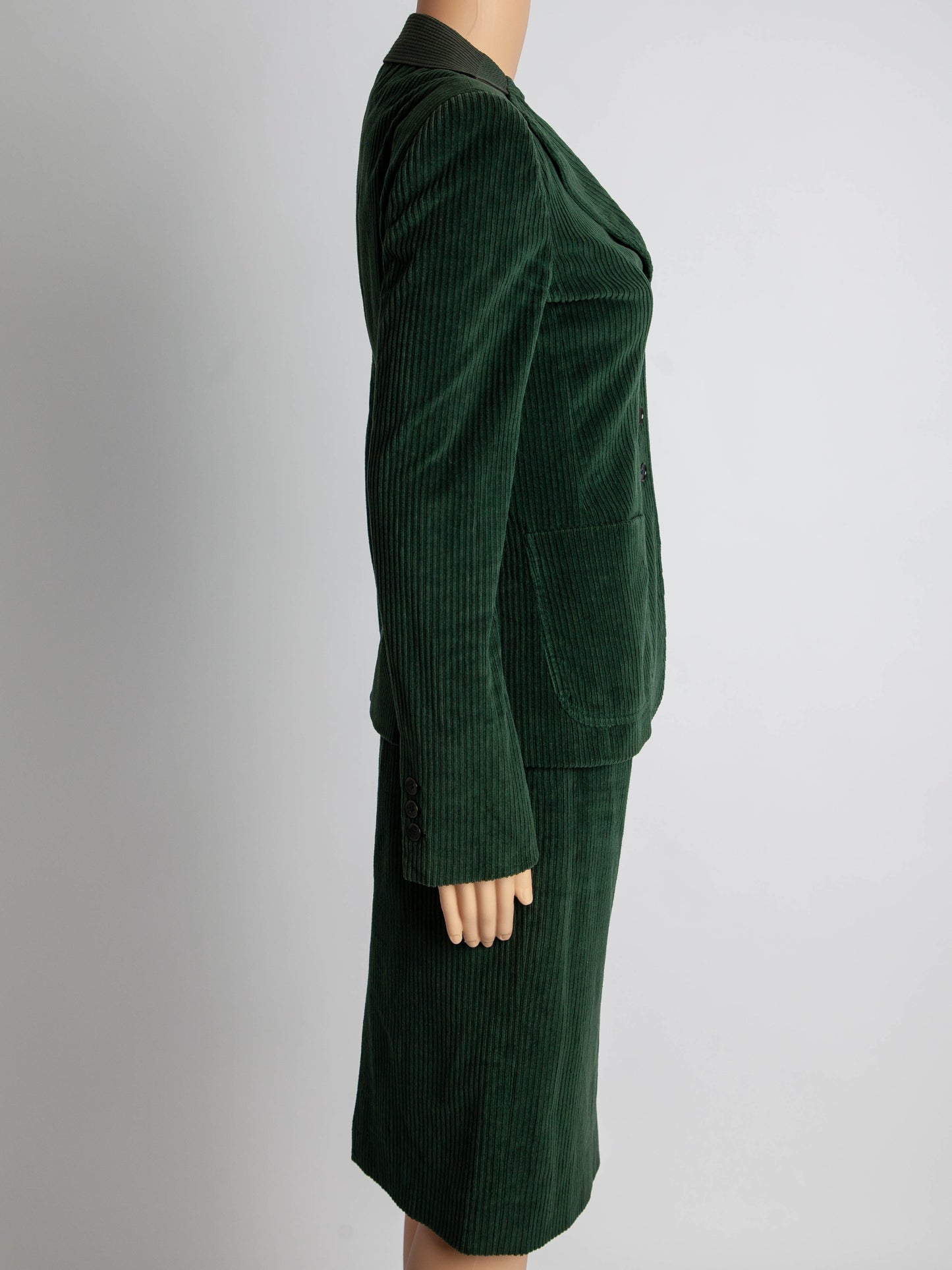 good moschino green cotton corduroy blazer skirt suit size m
