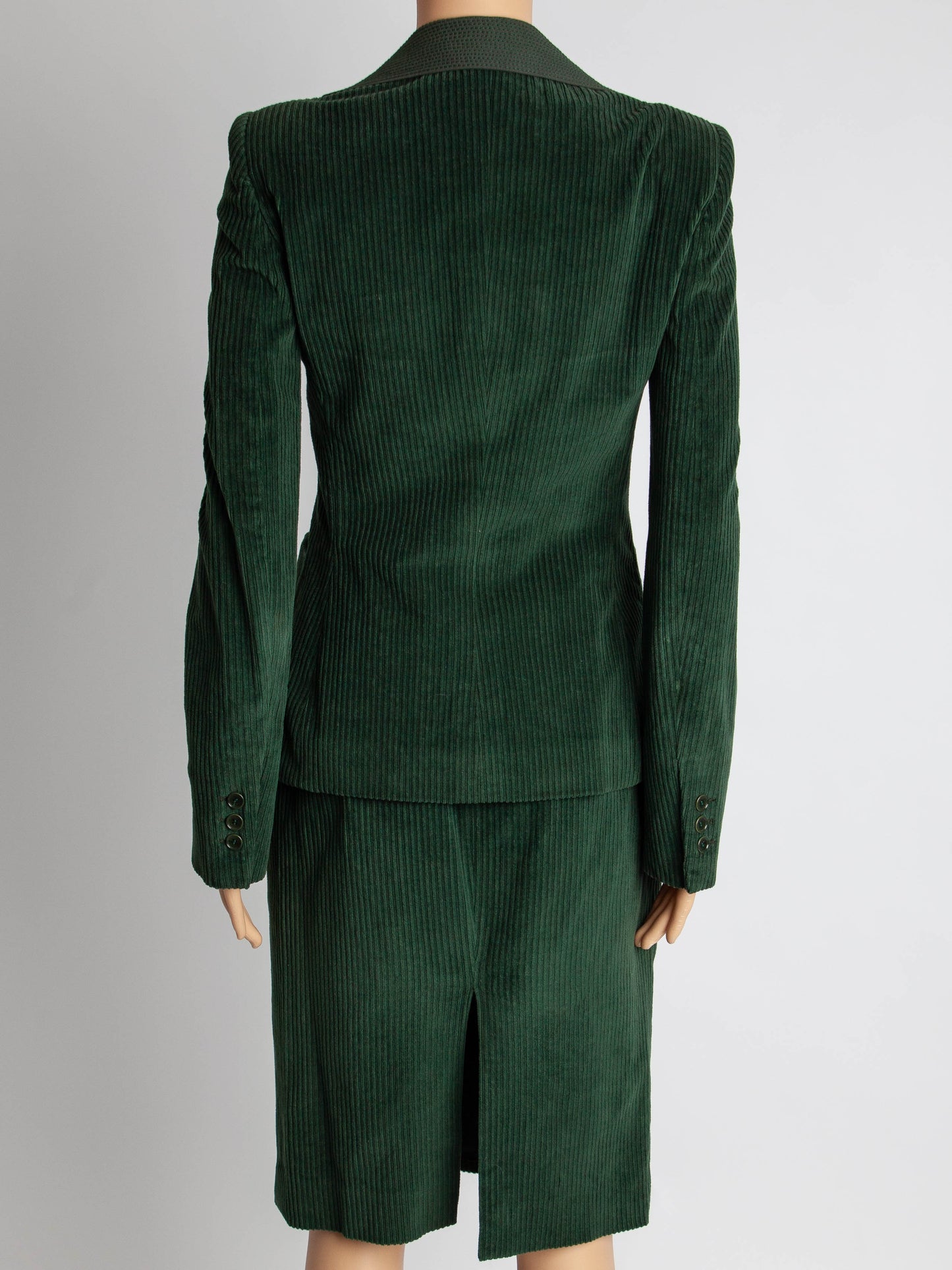 good moschino green cotton corduroy blazer skirt suit size m