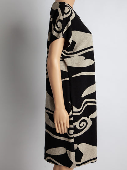 Diane von Furstenberg Black Dress Abstract Beige Pattern Size S