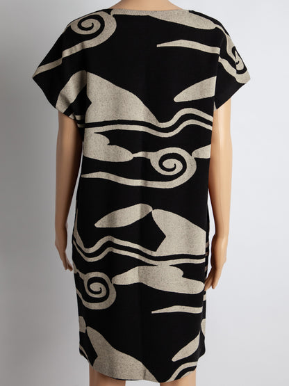 Diane von Furstenberg Black Dress Abstract Beige Pattern Size S
