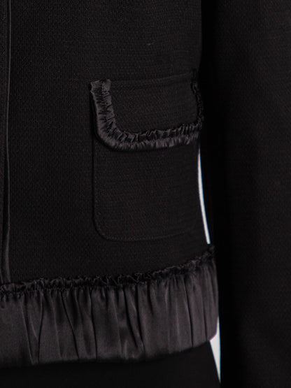 NEW MaxCo Black Viscose Jacket with Ruffled Satin Collar