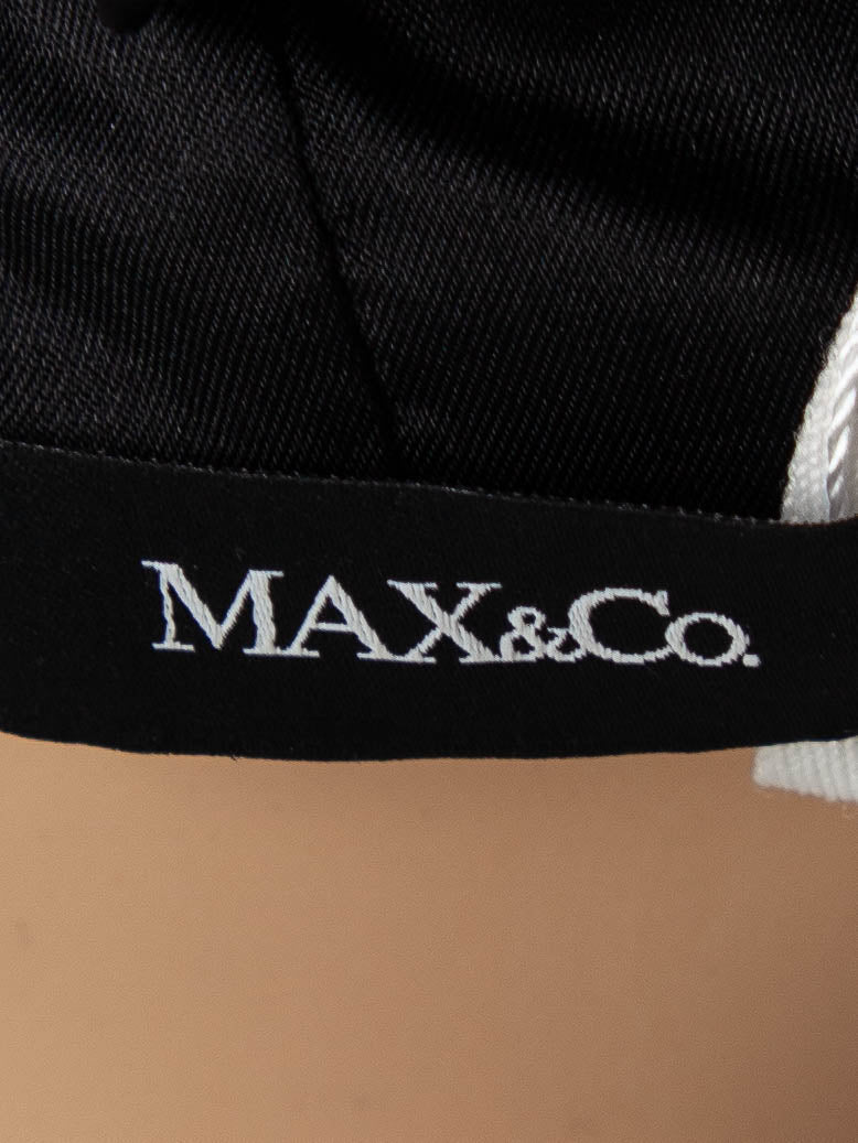 new maxco black viscose jacket with ruffled satin collar