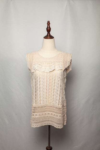 Good TWINSET White Sleeveless Lace Top Size XXS Women's Fashion