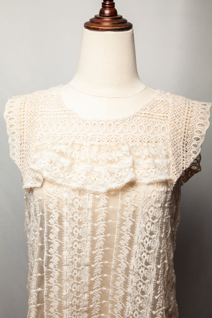 Good TWINSET White Sleeveless Lace Top Size XXS Women's Fashion