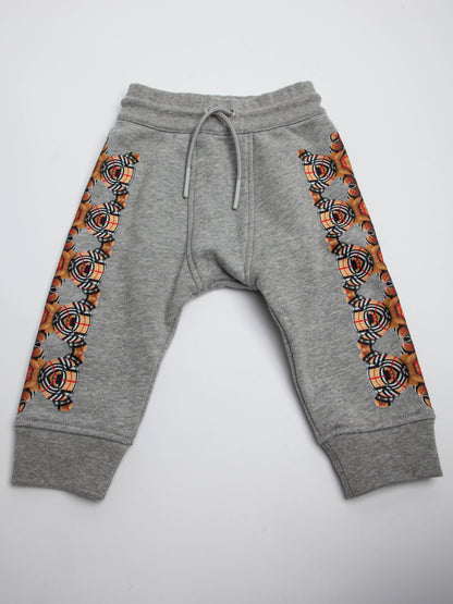 Excellent Burberry Gray Hoodie Pants Set for Kids Size 1 Cotton