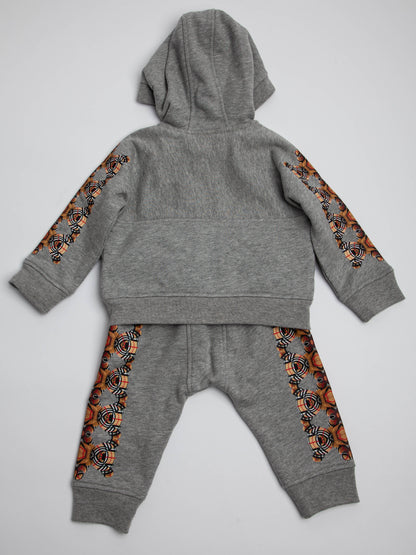 Excellent Burberry Gray Hoodie Pants Set for Kids Size 1 Cotton