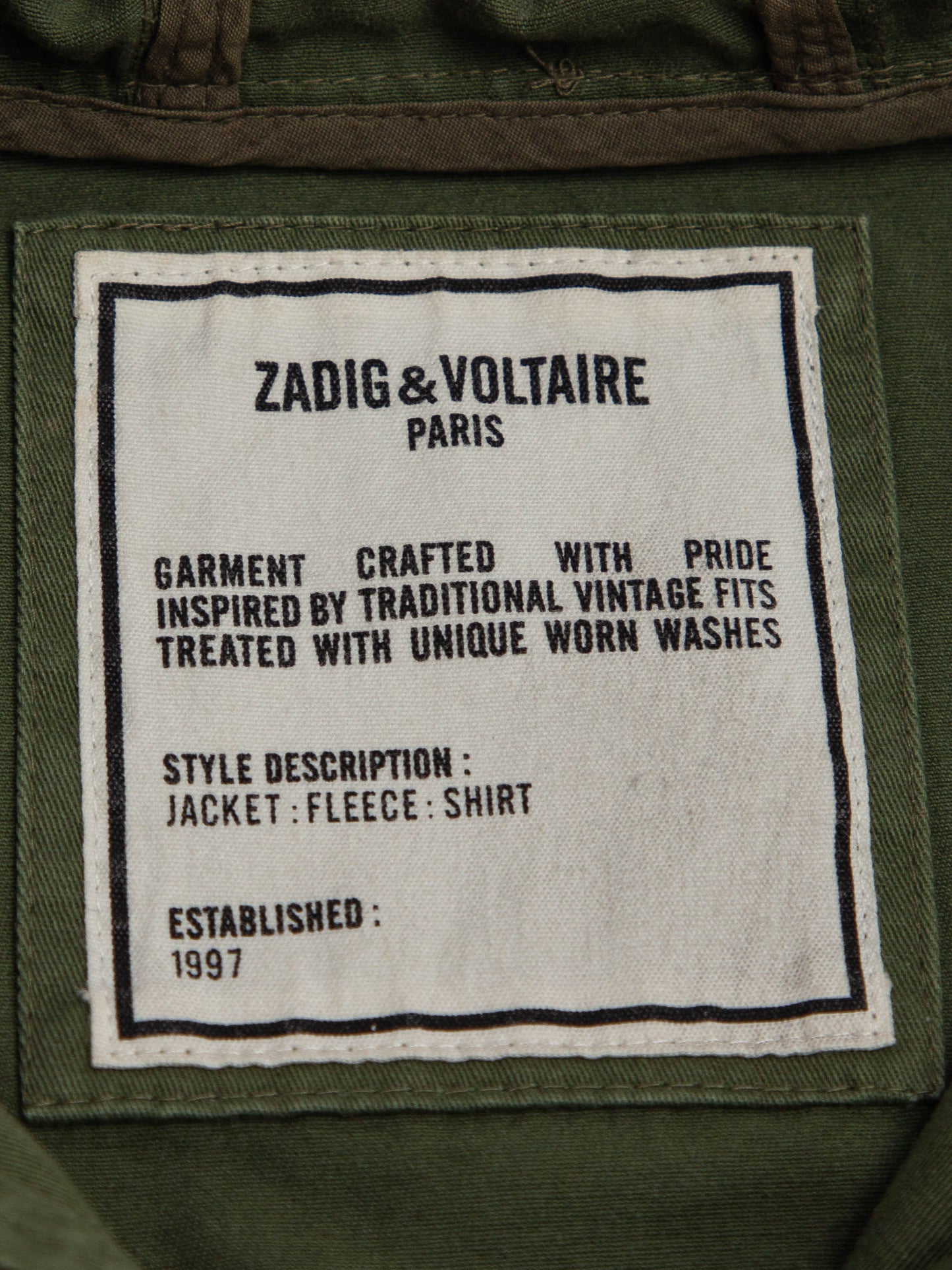 new zadig&voltaire olive green military jacket size 7 for kids