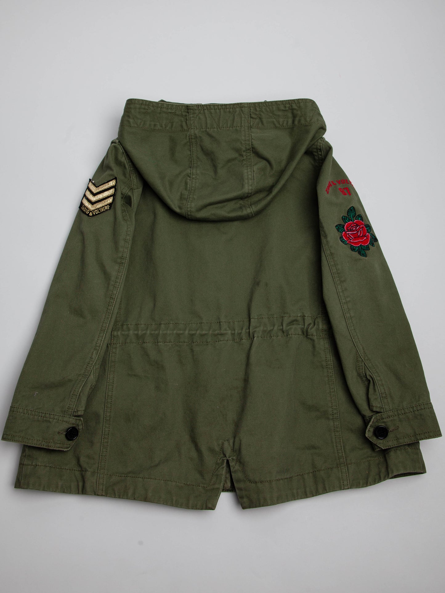 new zadig&voltaire olive green military jacket size 7 for kids