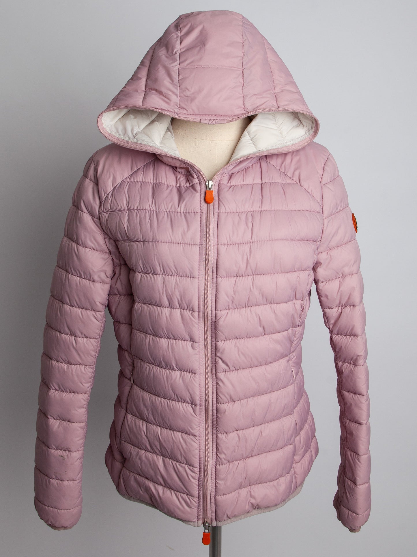 good save the duck pink quilted jacket hooded size xxs