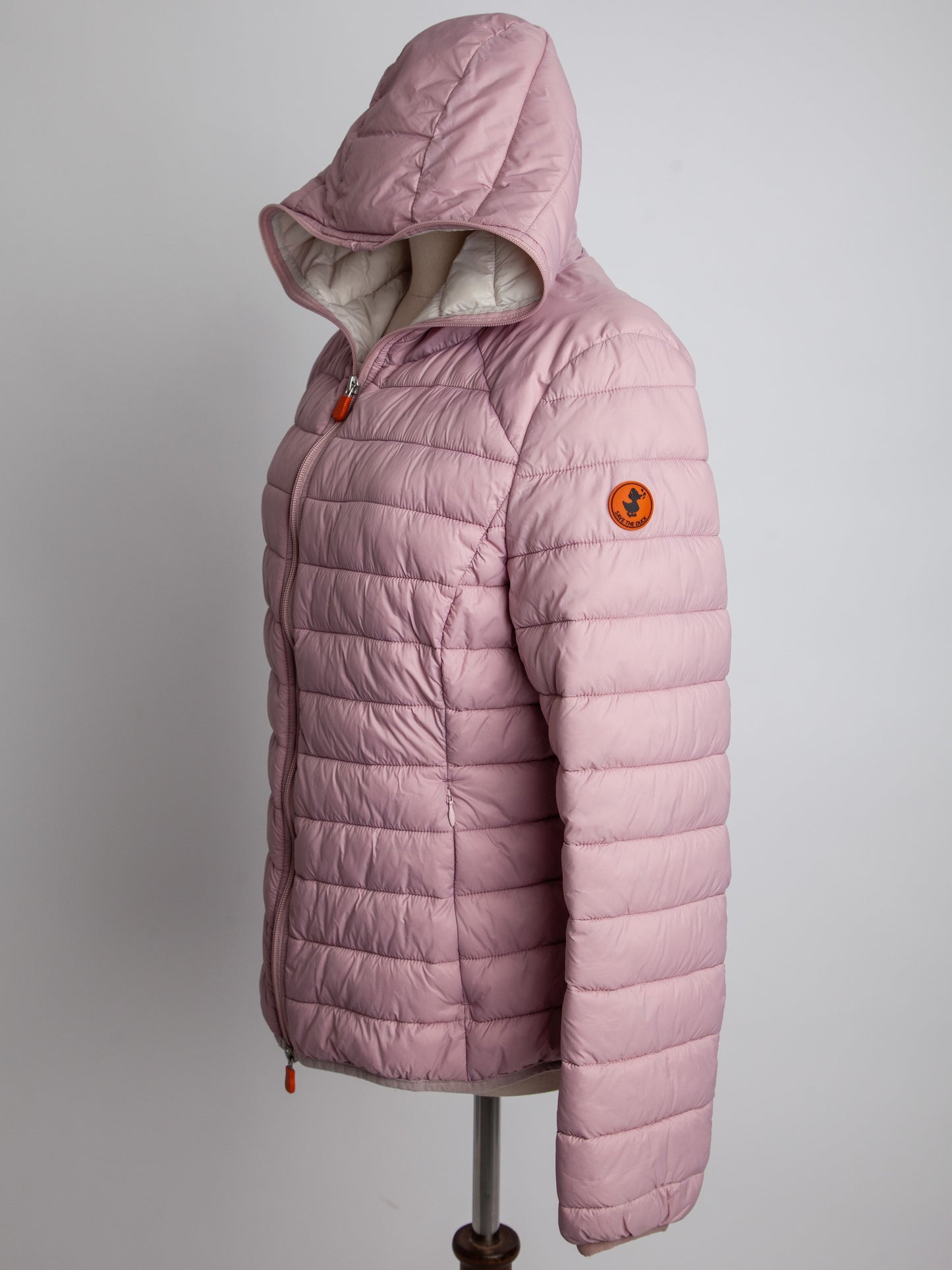 good save the duck pink quilted jacket hooded size xxs