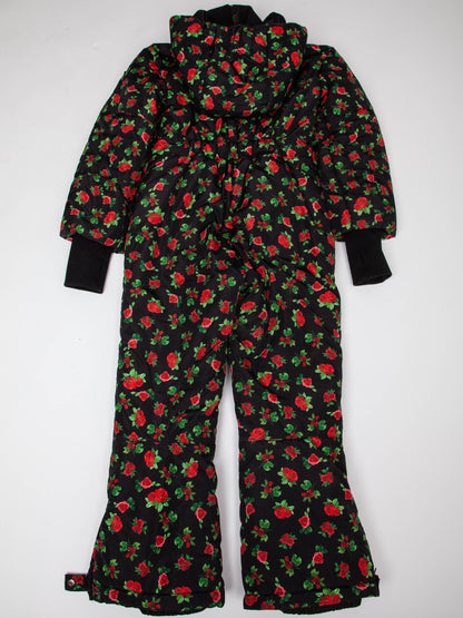 Monnalisa Black Floral Snowsuit for Kids Size 7 Excellent Condition