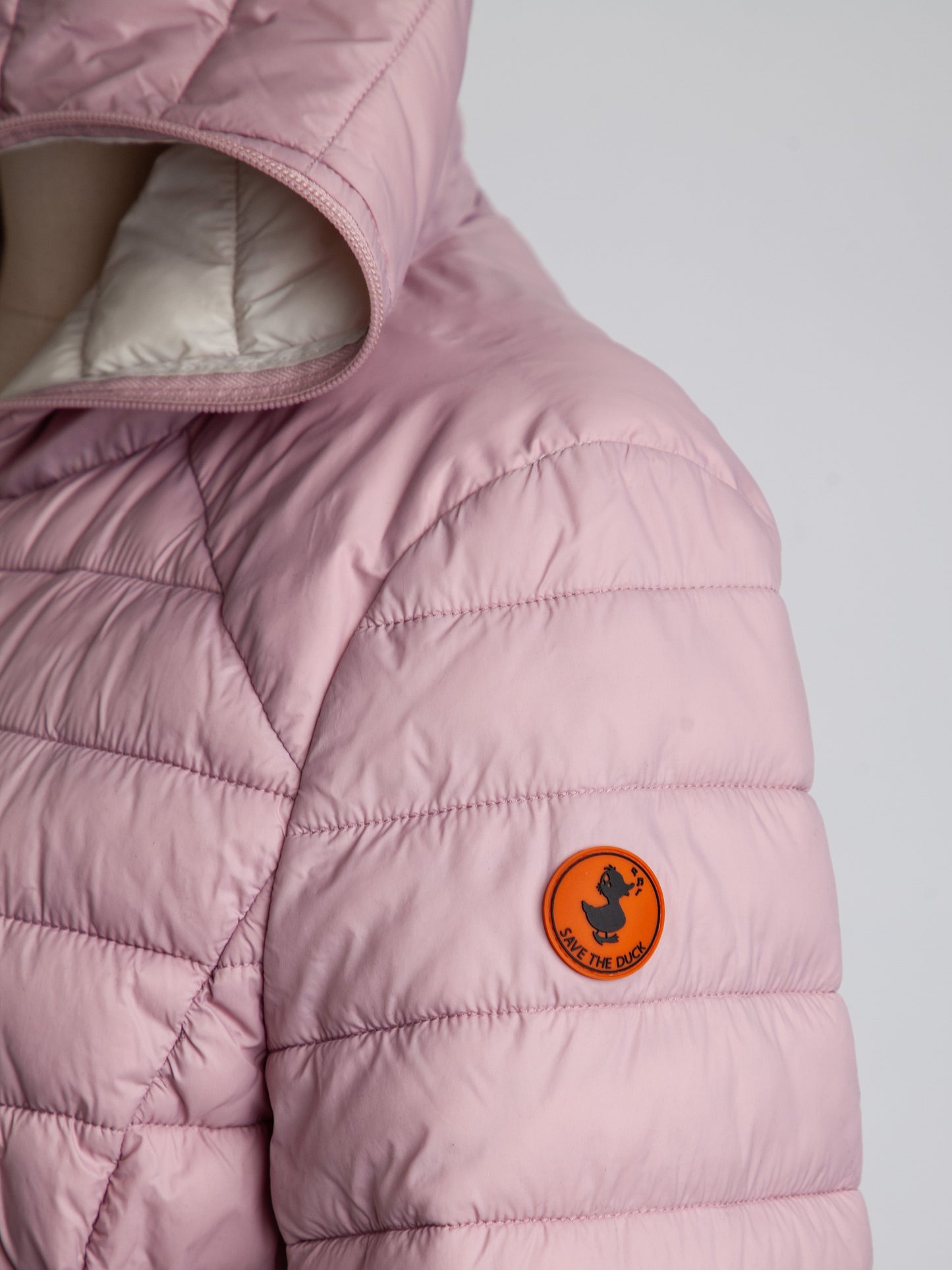 good save the duck pink quilted jacket hooded size xxs