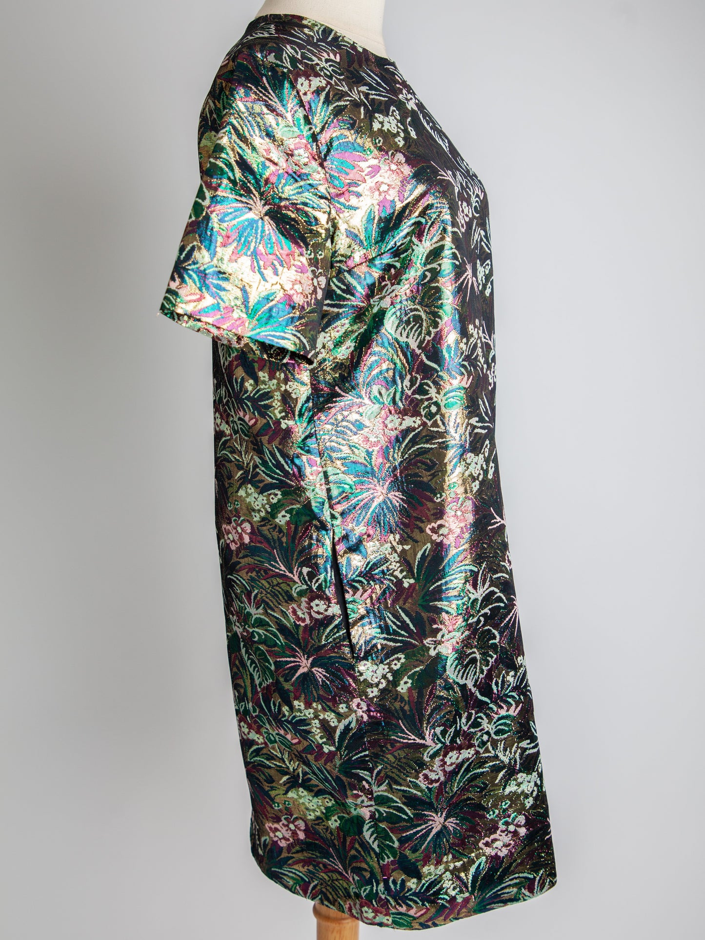 good msgm green floral short-sleeved dress size m polyester