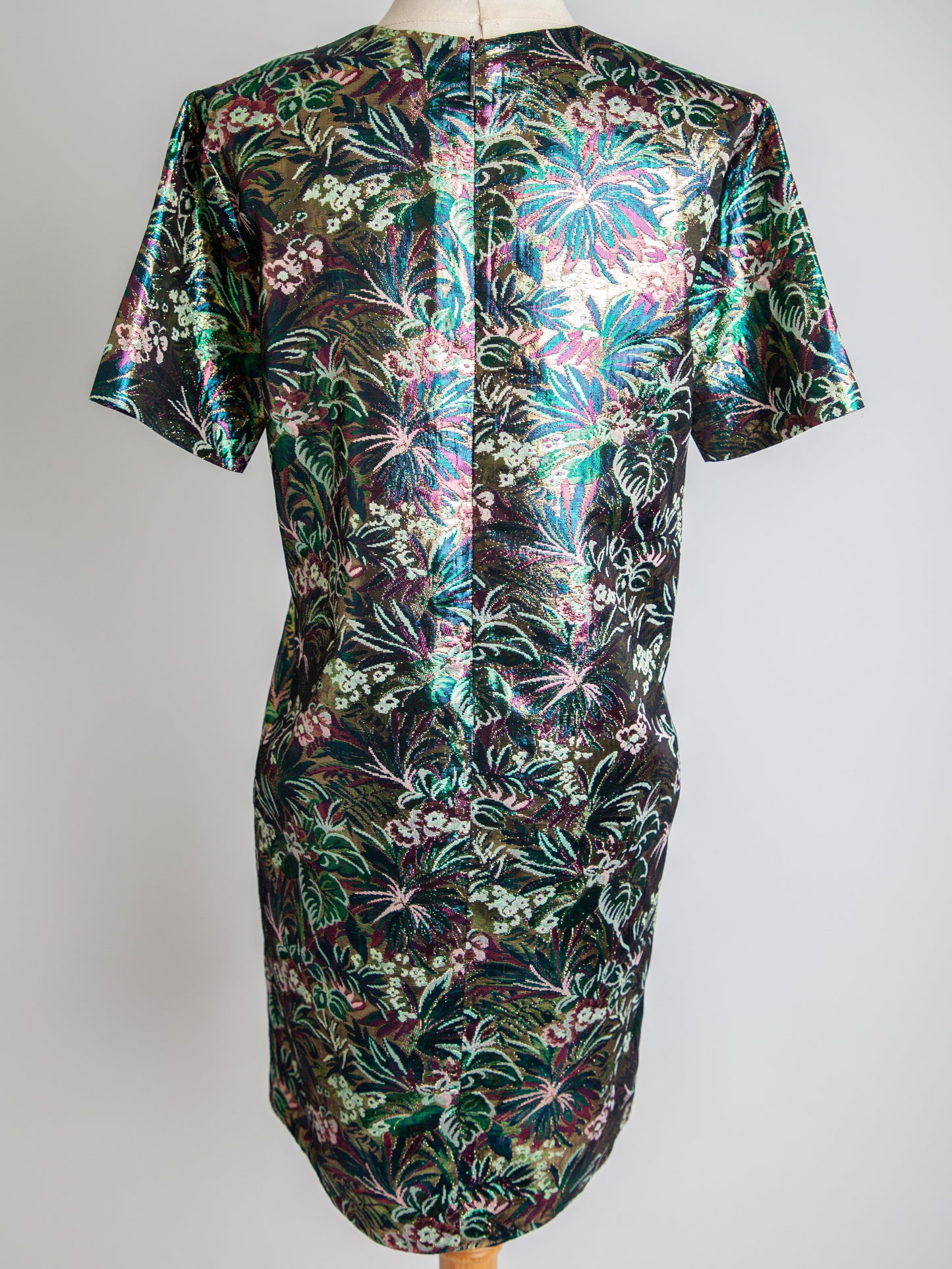good msgm green floral short-sleeved dress size m polyester