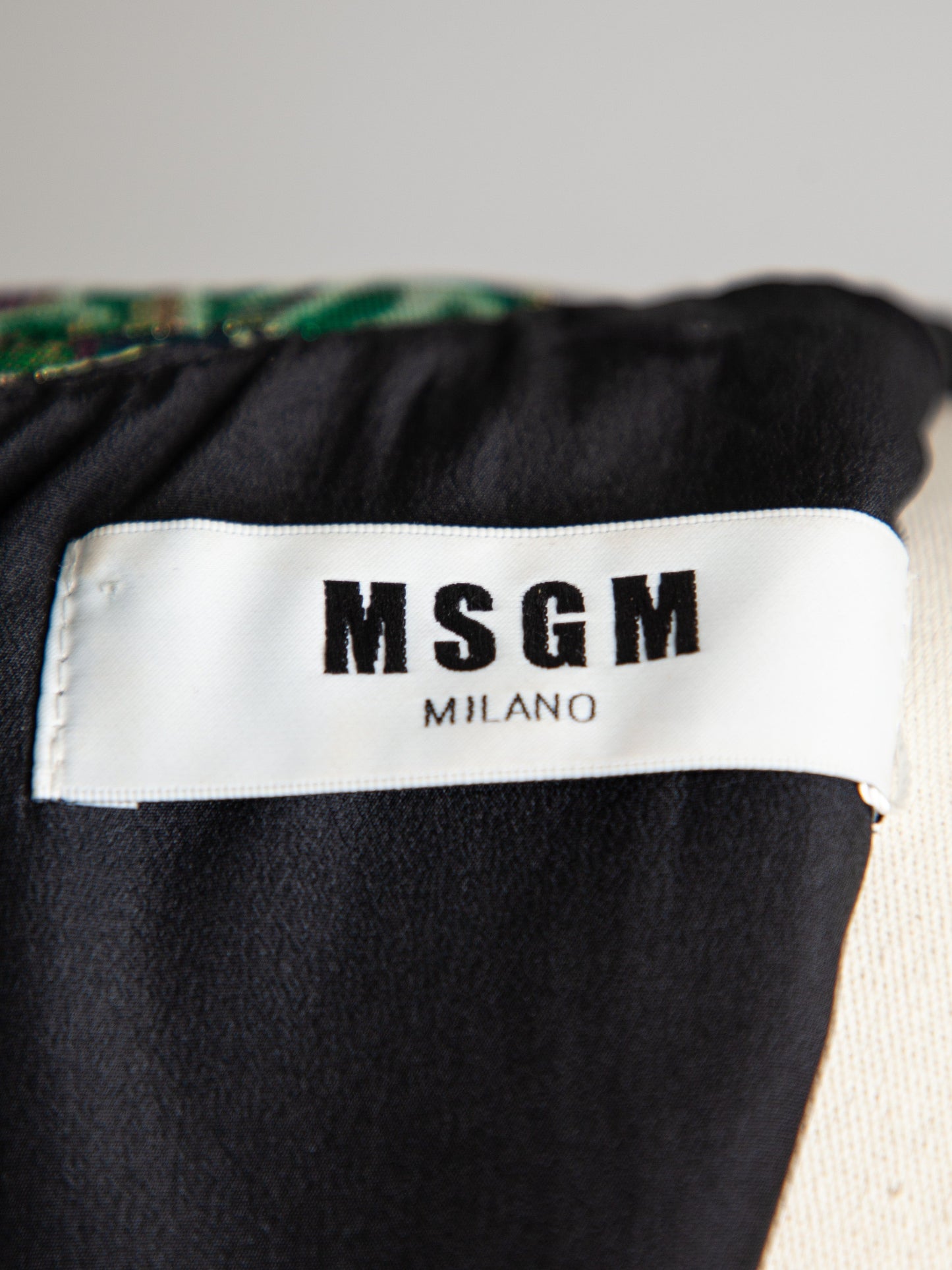 good msgm green floral short-sleeved dress size m polyester