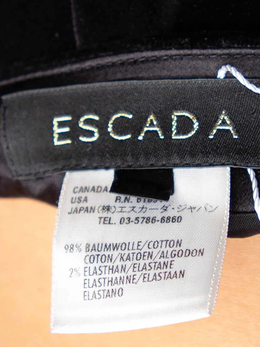 escada black velvet pencil skirt high waist size xs